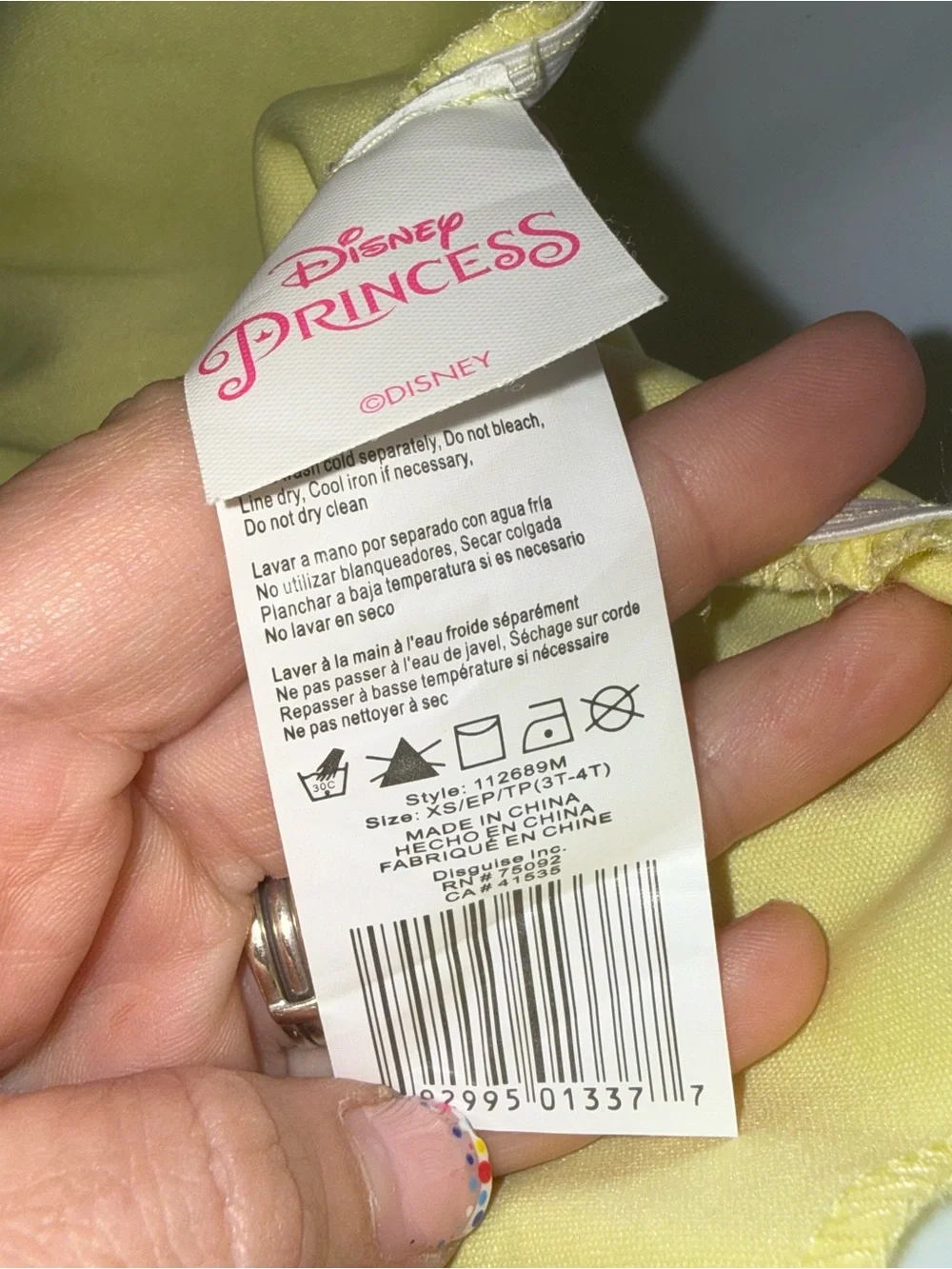 Disney Belle Yellow Princess Kids Costume with Pink Trim